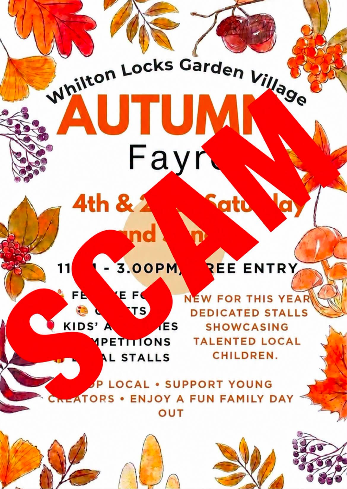 Whilton Locks Events - beware of the scams